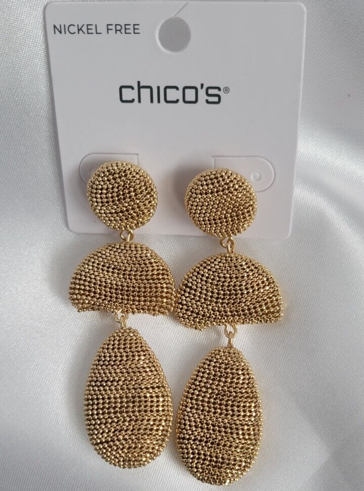 CHICO'S GOLD TONE LINEAR DROP EARRINGS