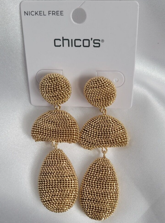 CHICO'S GOLD TONE LINEAR DROP EARRINGS