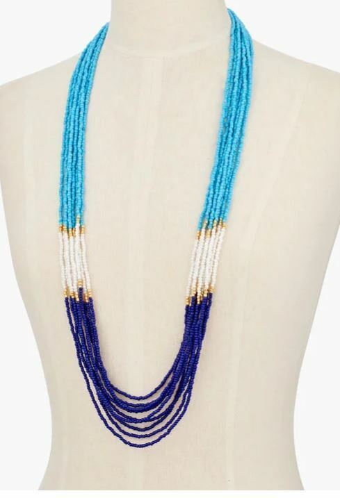 TALBOTS LONG MULTI-STRAND BEADED NECKLACE