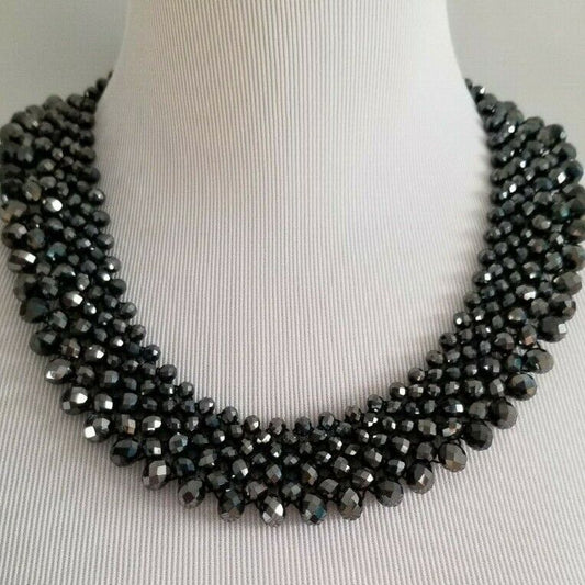 CHICO'S BLACK SPARKLE BIB NECKLACE