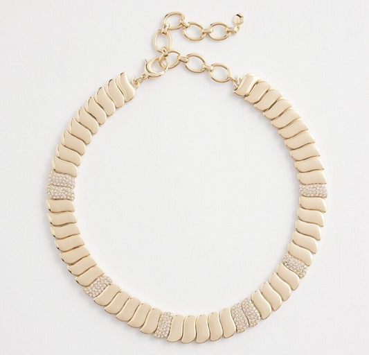 CHICO'S GOLD TONE PAVE COLLAR NECKLACE