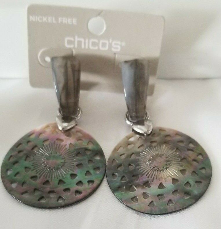 CHICO'S NEUTRAL SHELL DROP EARRINGS