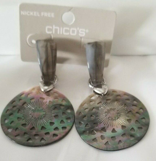 CHICO'S NEUTRAL SHELL DROP EARRINGS