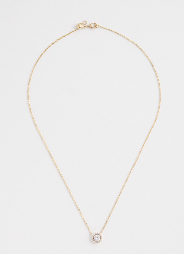 CHICO'S GOLD TONE DROP STONE NECKLACE