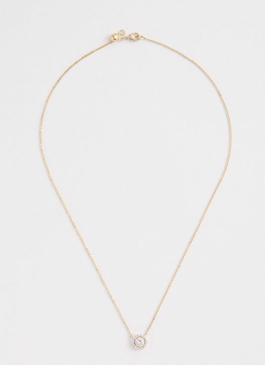CHICO'S GOLD TONE DROP STONE NECKLACE