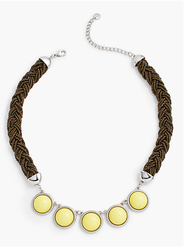 TALBOTS Seed-Bead Rope & Cabochon Necklace