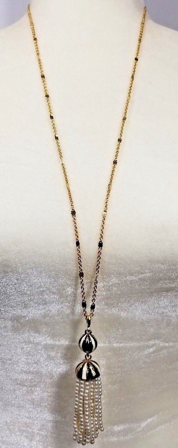 TALBOTS Stripes & Dots Tassel Pendant