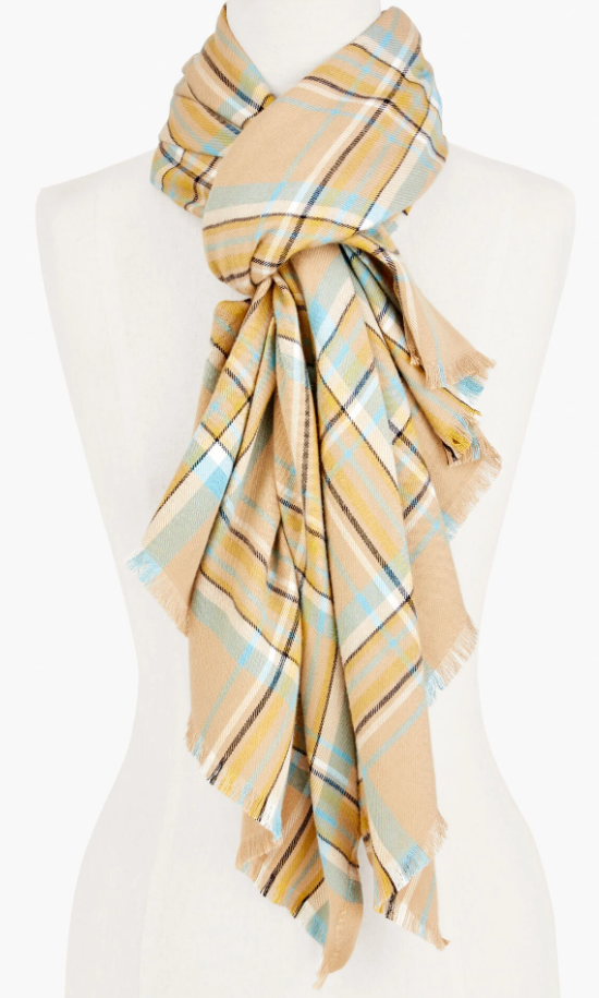 TALBOTS ICE PLAID OBLONG SCARF
