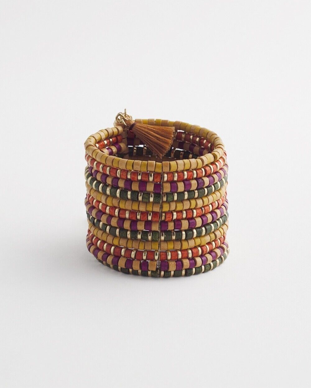 CHICO'S MULTOCOLOR BEADED COIL CUFF BRACELET