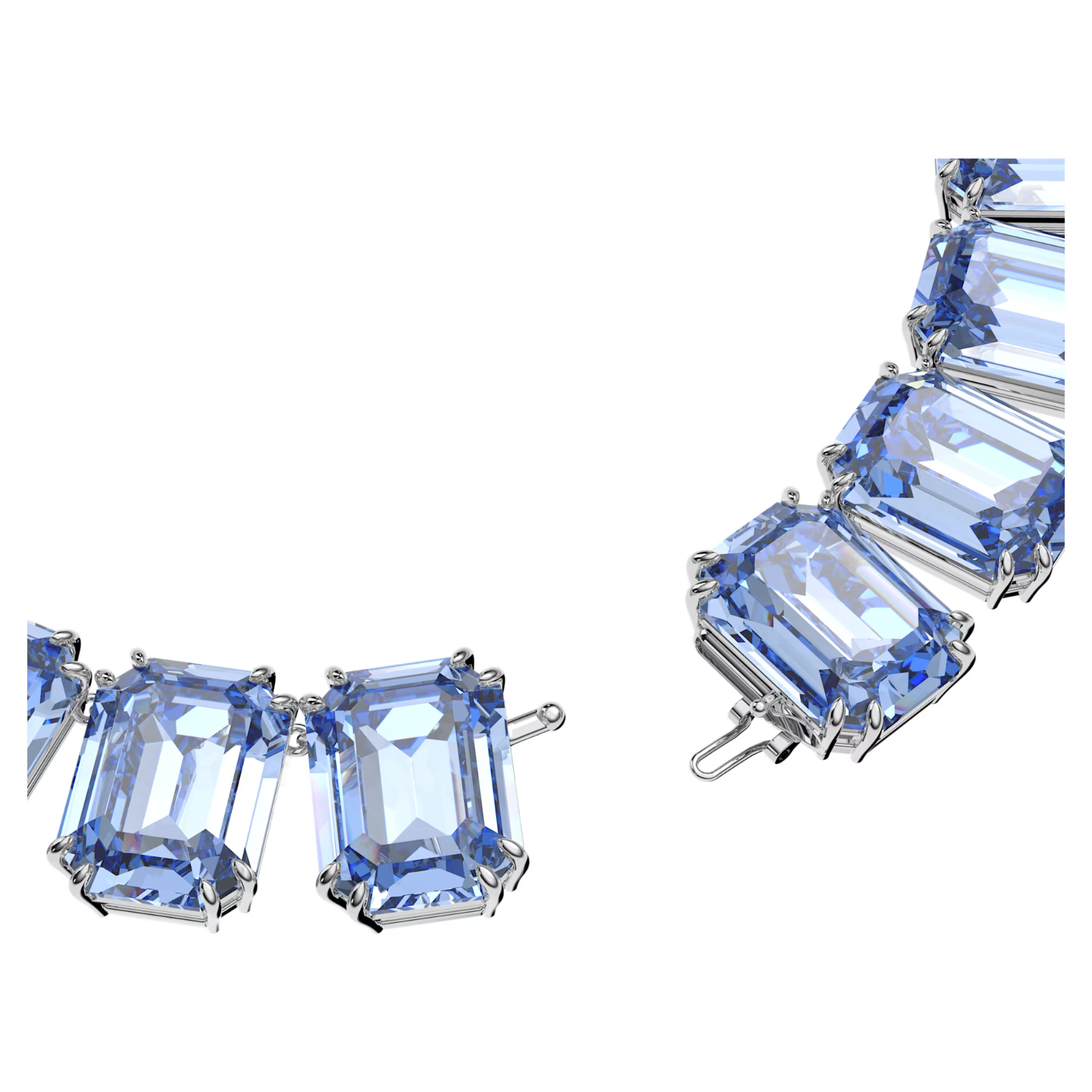 Swarovski Millenia necklace Oversized crystals, Octagon cut, Blue, Rhodium plate