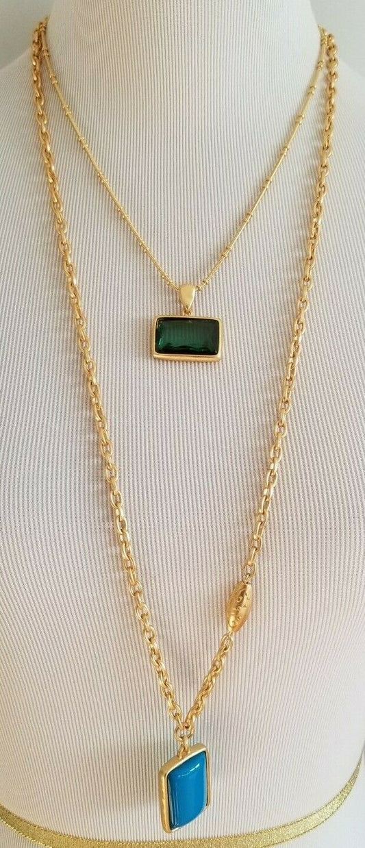 CHICO'S CONVERTIBLE MULTI-STONE DOUBLE-STRAND NECKLACE