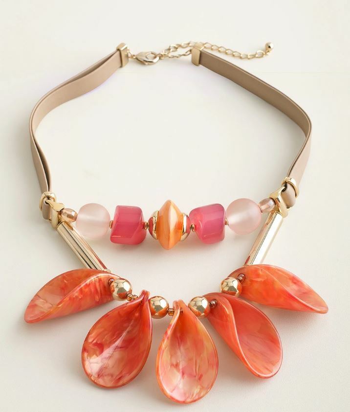 CHICO'S FIERY GOLD-TONE BIB NECKLACE