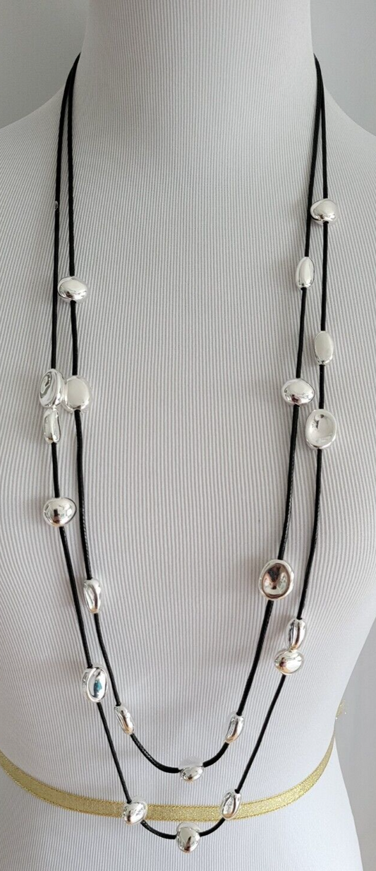 CHICO' S SILVER TONE MULTISTRAND NECKLACE