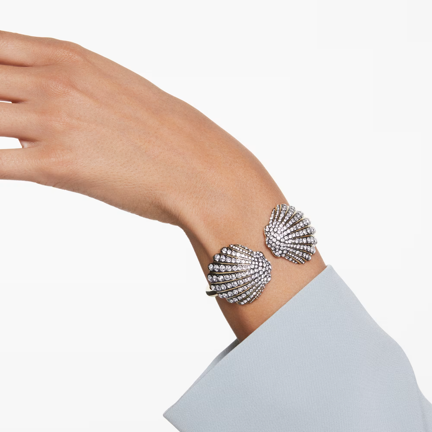 Swarovski Idyllia Bangle Shell, White, Gold-tone plated