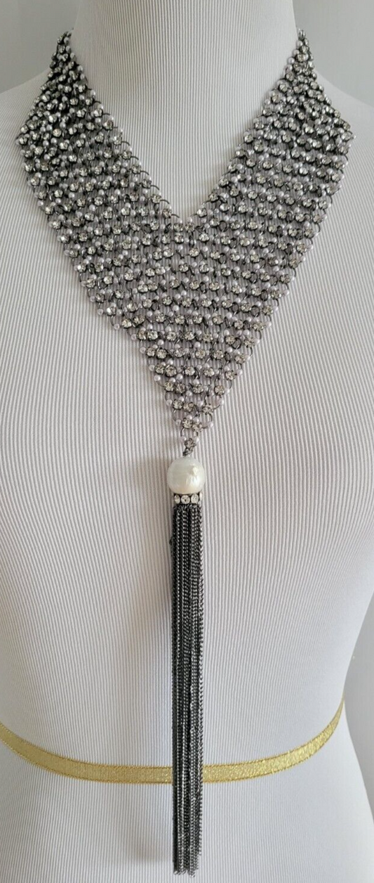 CHICO'S MESH CHAIN TASSEL NECKLACE
