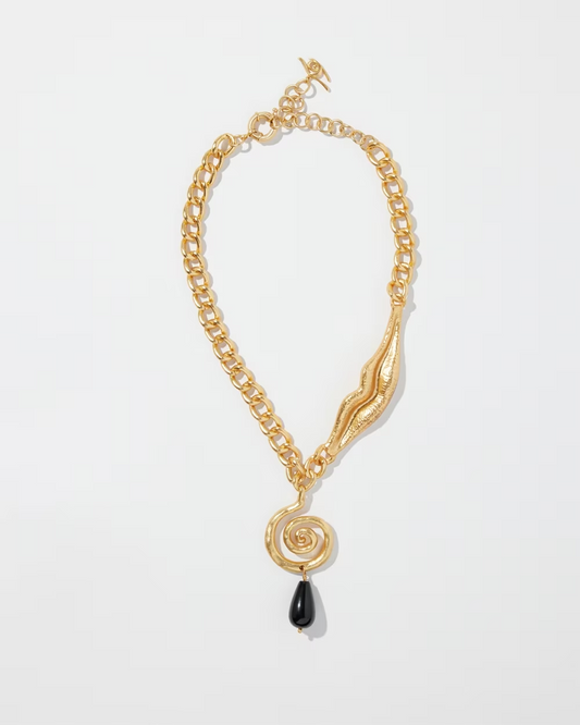 CHICO'S ONYX SWIRL Y- NECKLACE