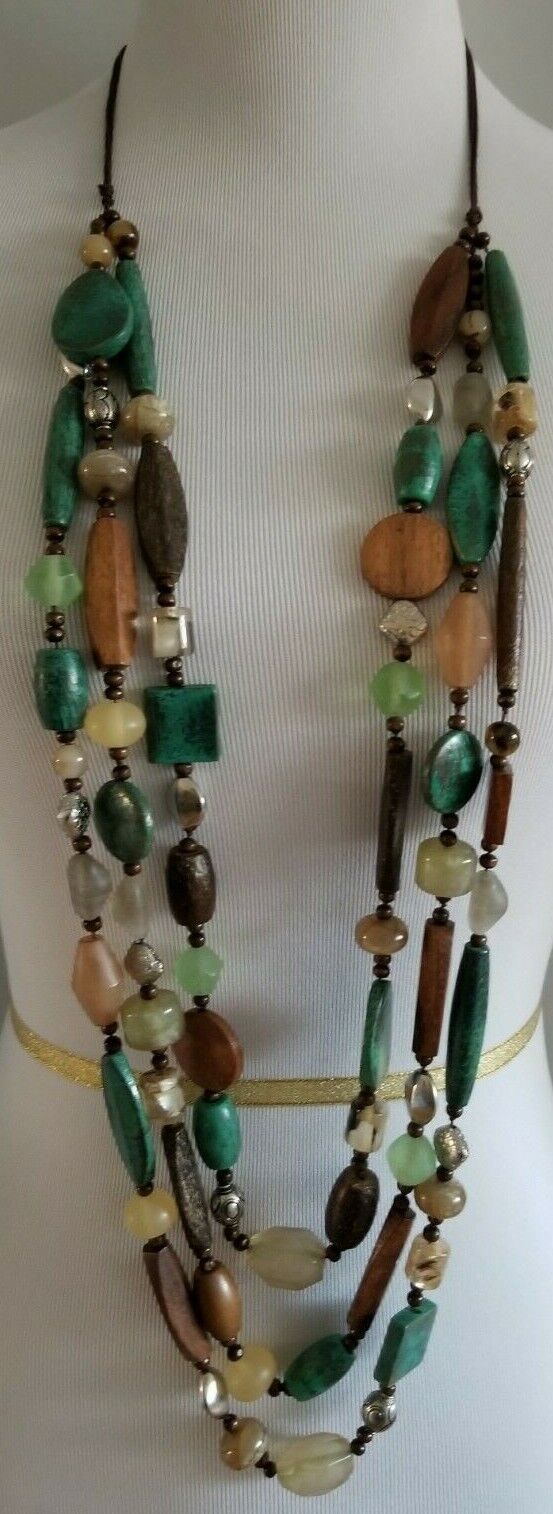 CHICO'S BEADED TRIPLE-STRAND NECKLACE