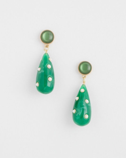 CHICO'S GREEN TEARDROP EARRINGS