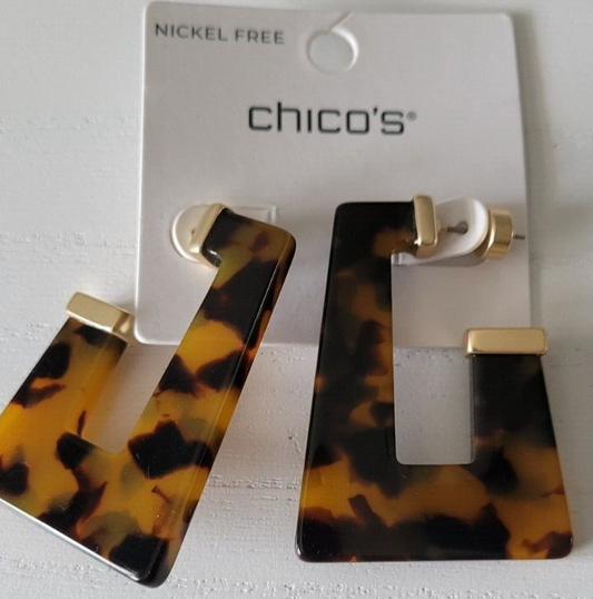 CHICO'S TORT RECTANGLE HOOPS EARRINGS
