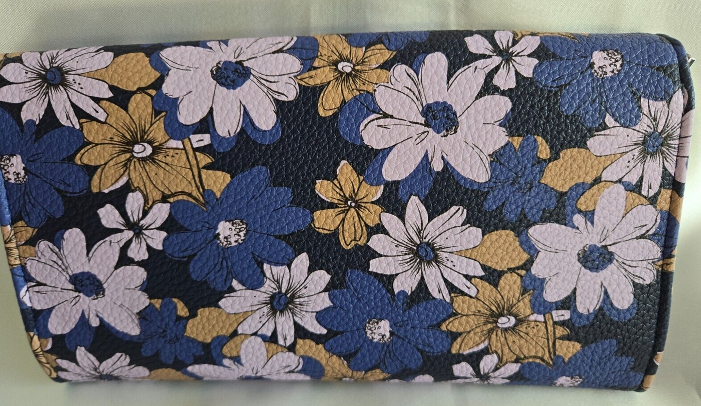 Vera Bradley Women's Faux Leather Wallet Crossbody, Trellis Floral
