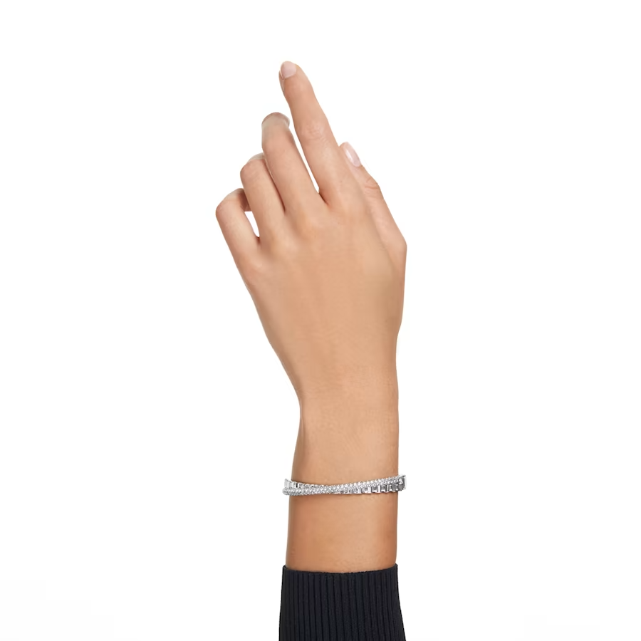 Swarovski Rota bangle Mixed cuts, White, Rhodium plated