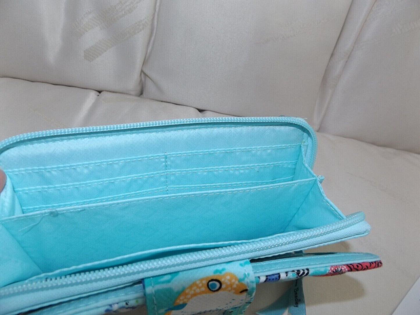Vera Bradley RFID Turnlock Zip Wallet, Antilles Treasure Aqua