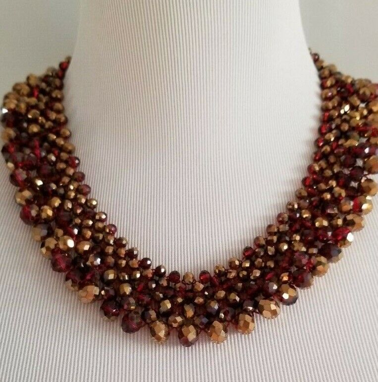 CHICO'S RED SPARKLE BIB NECKLACE