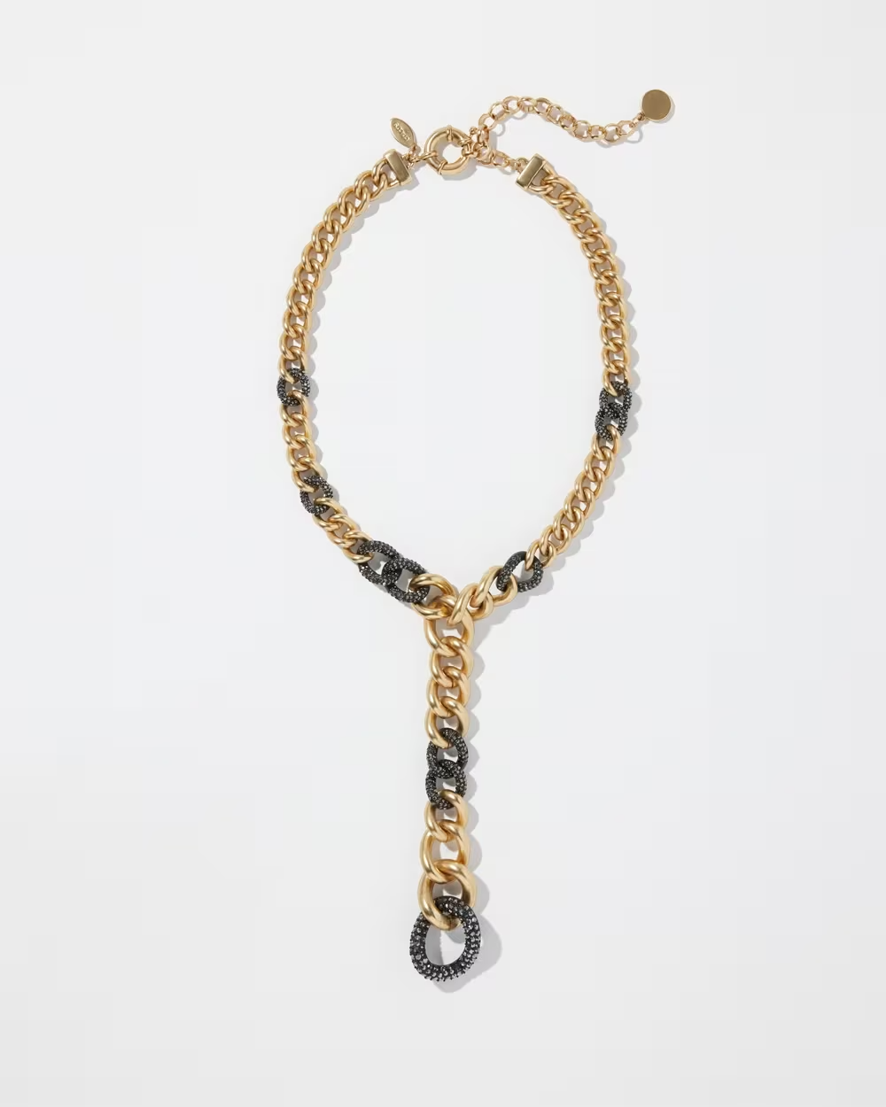 CHICO' S GOLD TONE PAVE Y-NECKLACE
