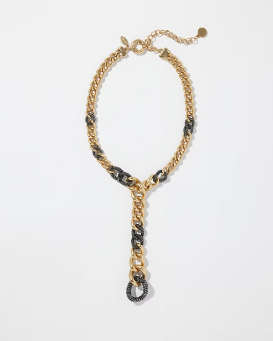 CHICO' S GOLD TONE PAVE Y-NECKLACE