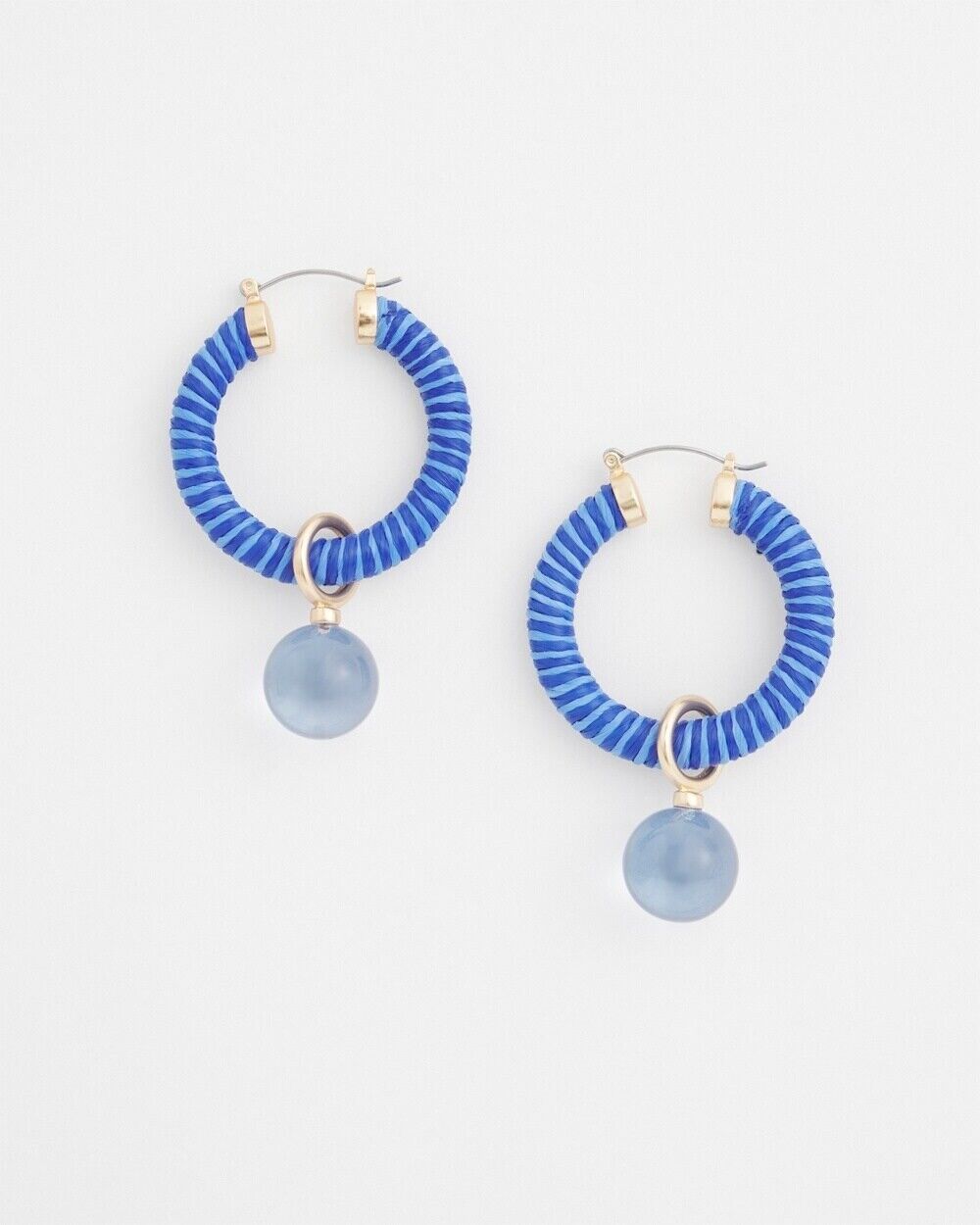 CHICO'S NO DROOP CONVERTIBLE BLUE HOOPS EARRINGS