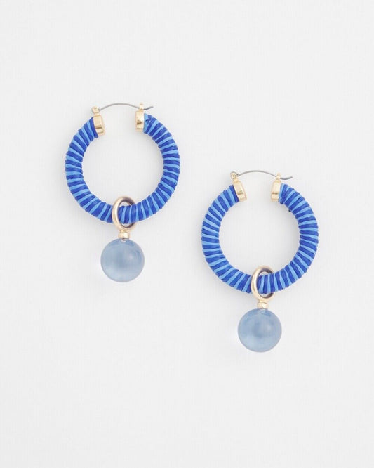 CHICO'S NO DROOP CONVERTIBLE BLUE HOOPS EARRINGS