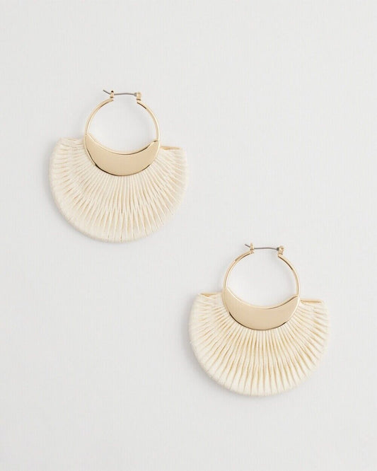CHICO'S  NO DROOP ECRU FAN HOOPS EARRINGS