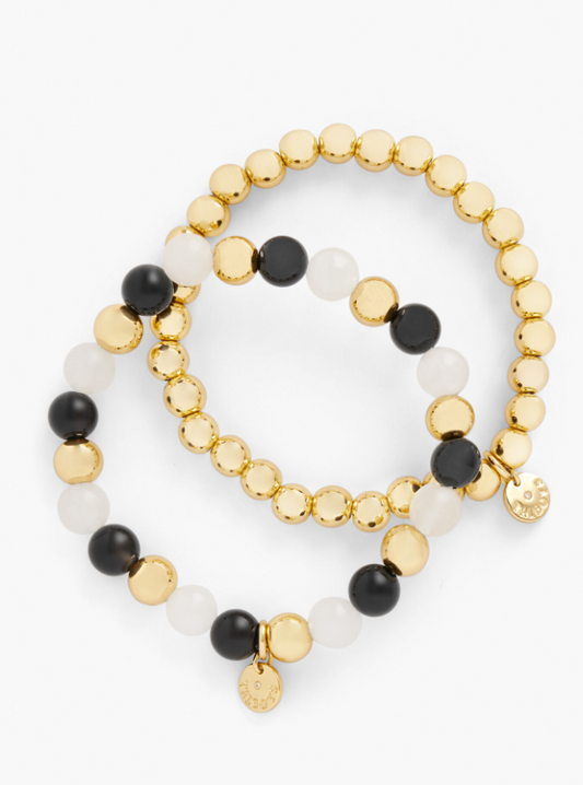 TALBOTS FROSTED BEADS STRETCH BRACELET SET
