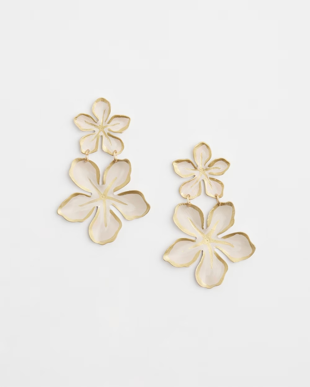 CHICO'S NO DROP WHITE  FLOWER DROP EARRINGS