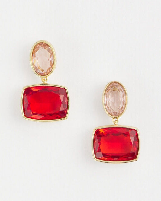 CHICO'S NO DROOP RED DOUBLE DROP EARRINGS