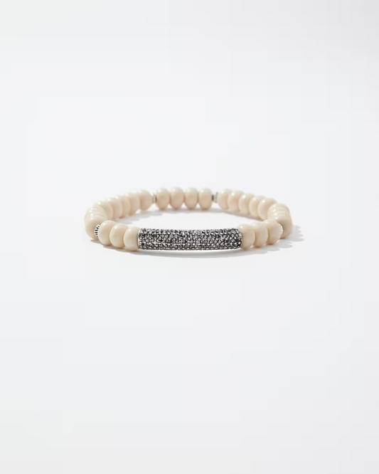 CHICO'S MARBLE STONE PAVE BAR STRETCH BRACELET