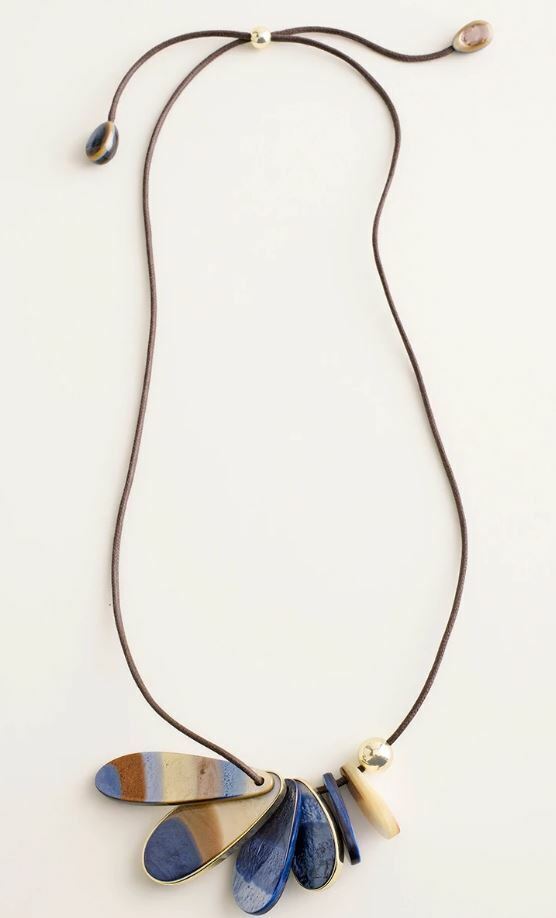 CHICO'S CONVERTIBLE BLUE AND NEUTRAL PENDANT NECKLACE