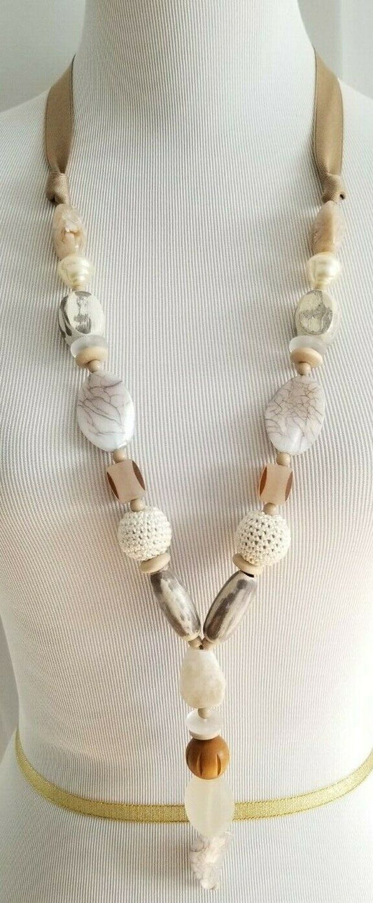 CHICO'S NEUTRAL BEADED Y-NECKLACE