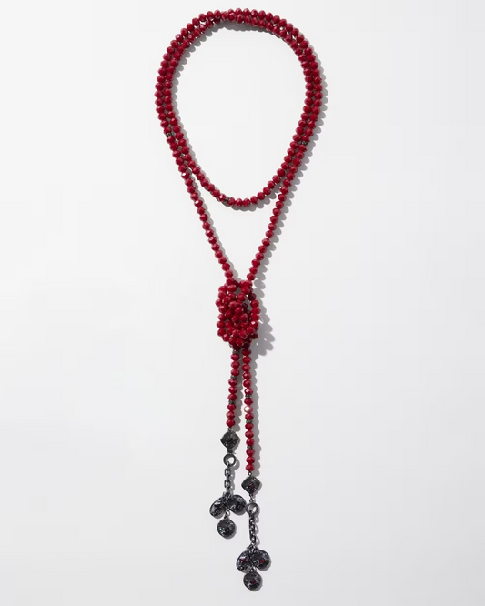 CHICO' S RED LARIAT NECKLACE