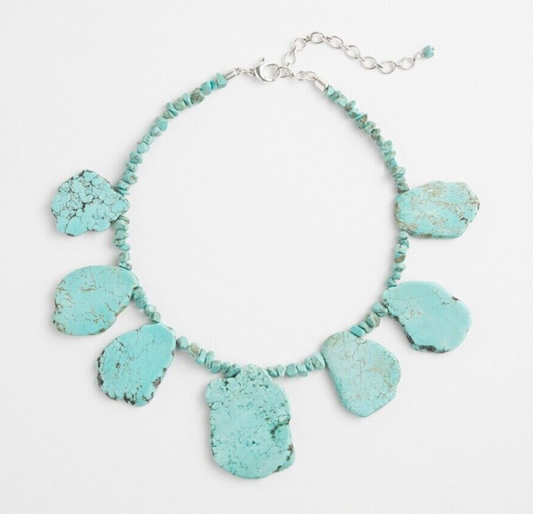 CHICO'S TURQUOISE HOWLITE STONE BIB NECKLACE