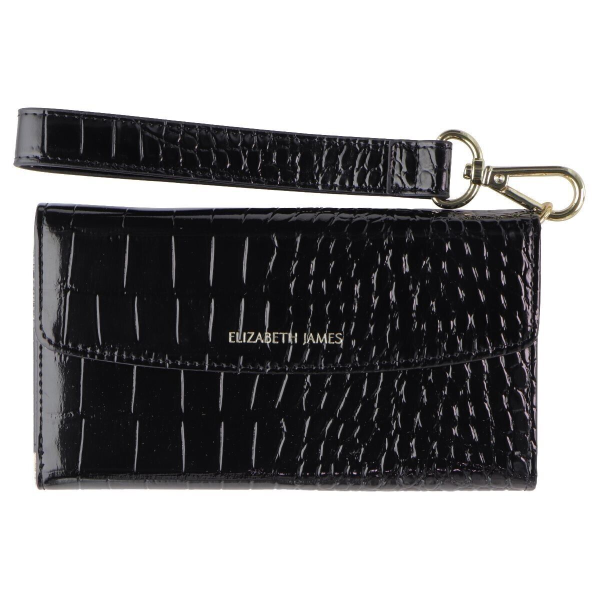 Elizabeth James Wristlet Folio Case For MagSafe for iPhone 15 Pro - Black Croc