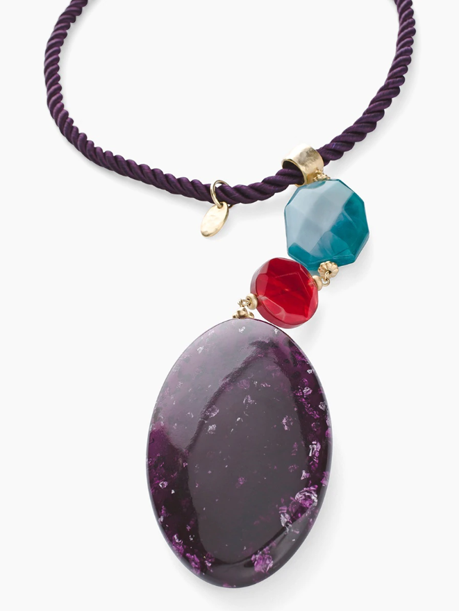 CHICO'S CONVERTIBLE MULTI-COLORED STONE PENDANT NECKLACE