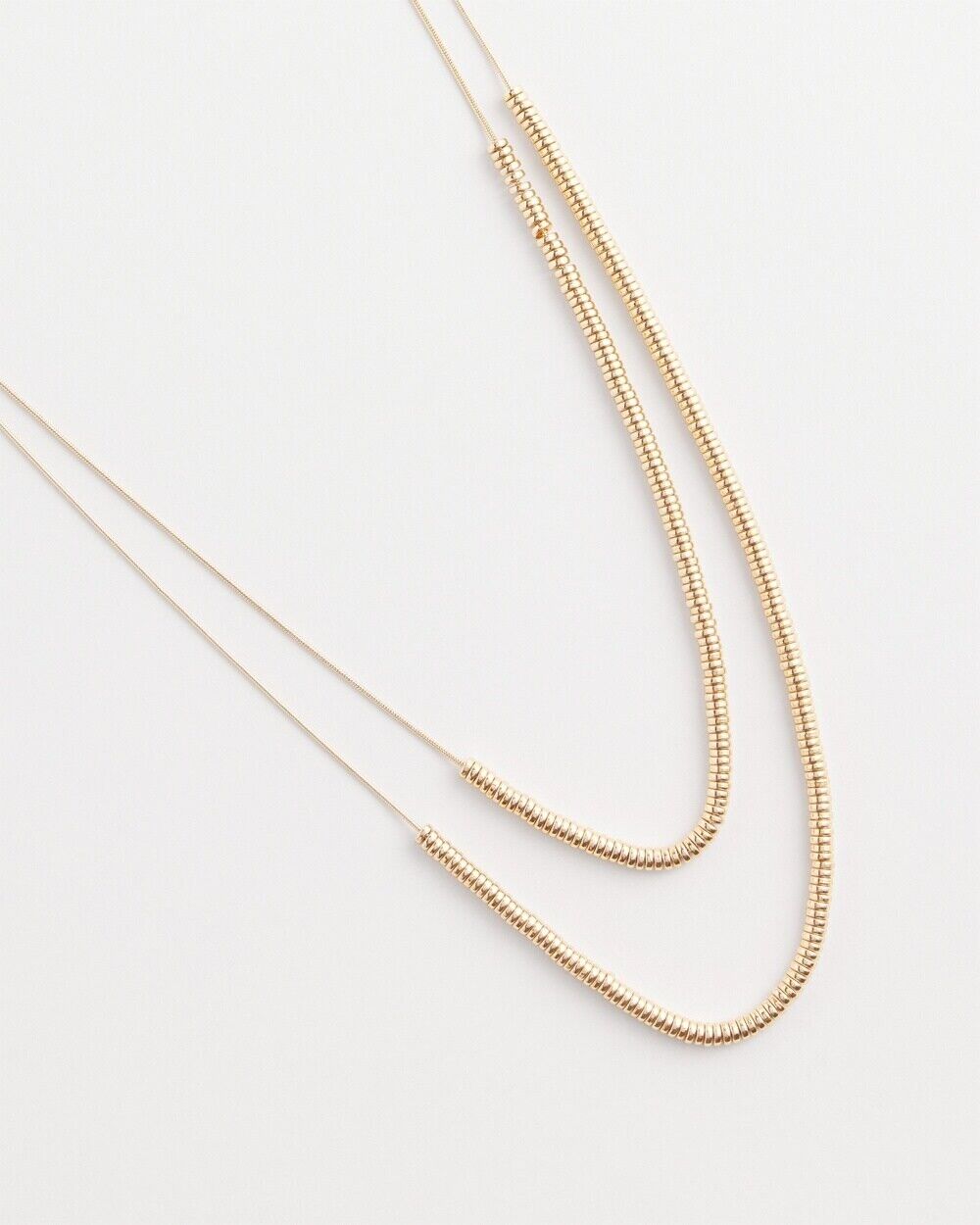 CHICO'S DOUBLE-STRAND GOLD TONE DISC NECKLACE