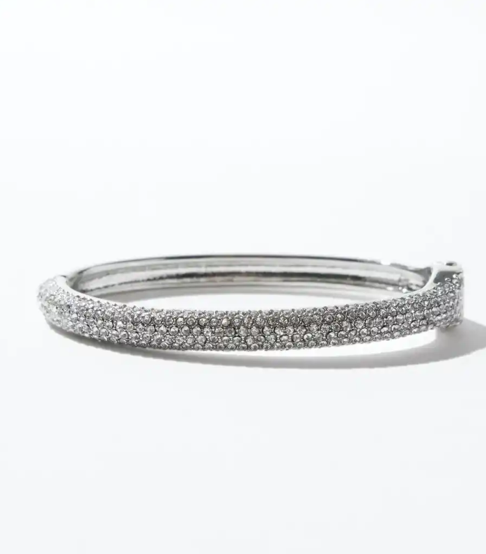WHITE HOUSE BLACK MARKET SILVER ENCRUSTED BANGLE BRACELET