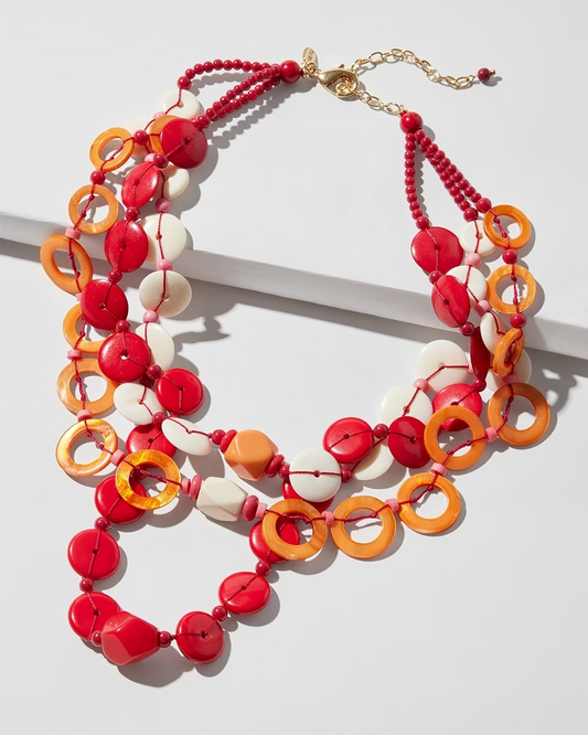 CHICO' S BONE AND MOTHER OF PEARL NECKLACE
