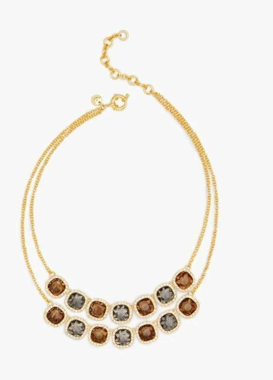 TALBOTS SQUARE STONES DOUBLE STRAND NECKLACE