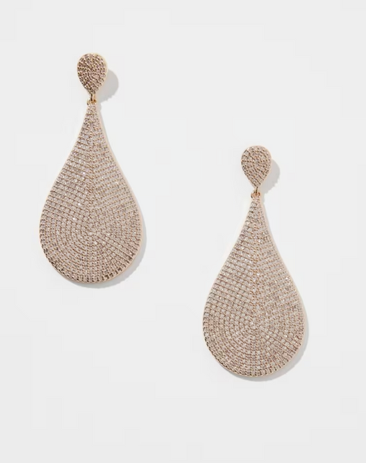 CHICO'S GOLD TONE PAVE TEARDROP EARRINGS