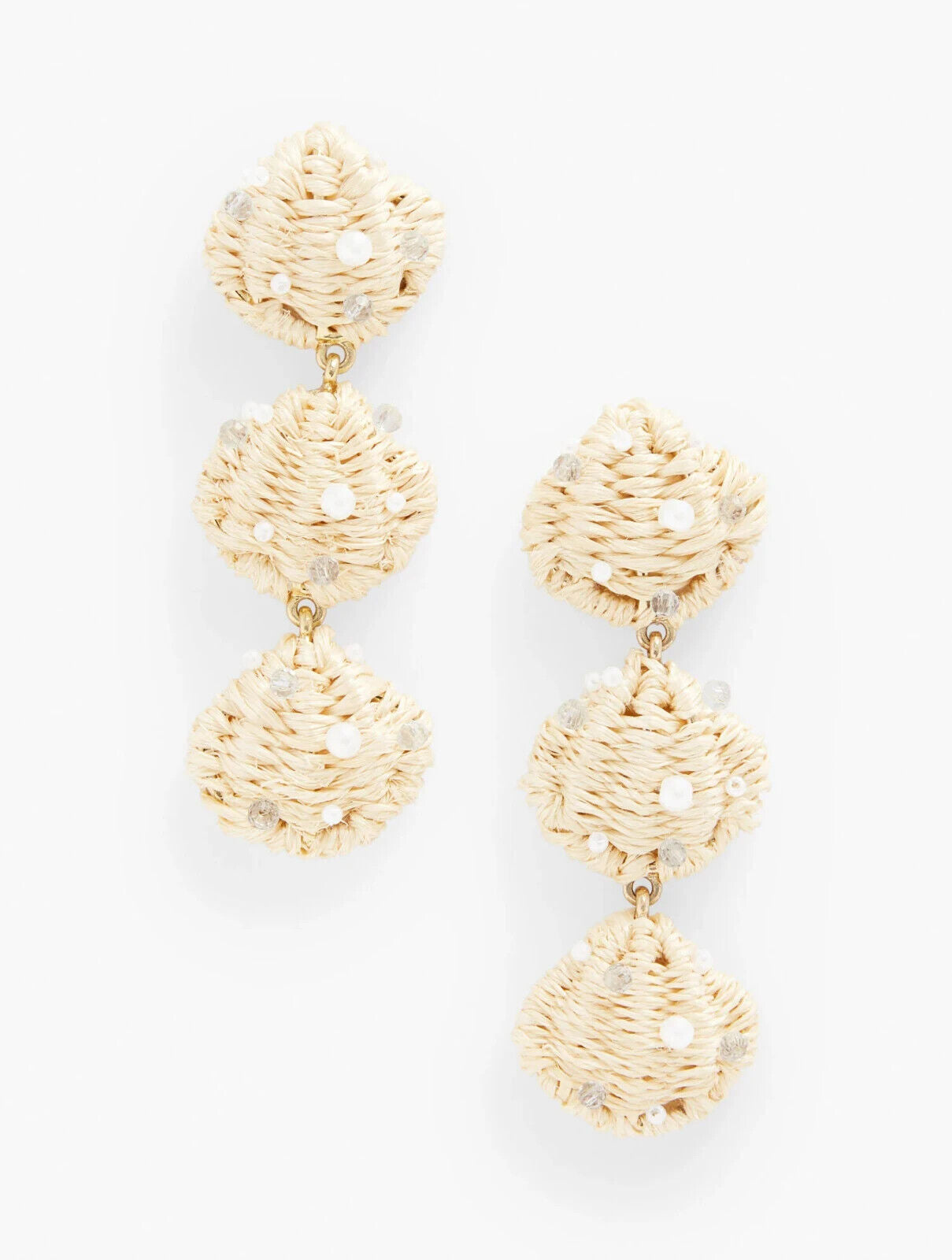 TALBOTS RAFFIA SEASHELL DROP EARRINGS