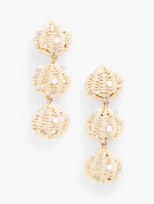 TALBOTS RAFFIA SEASHELL DROP EARRINGS