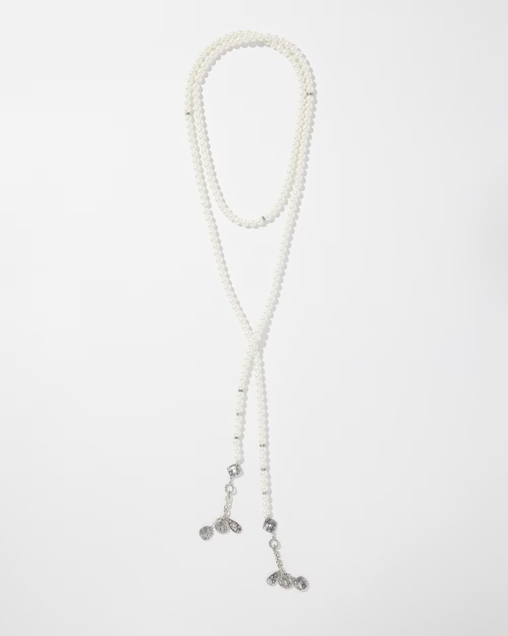 CHICO' S FAUX PEARL LARIAT NECKLACE